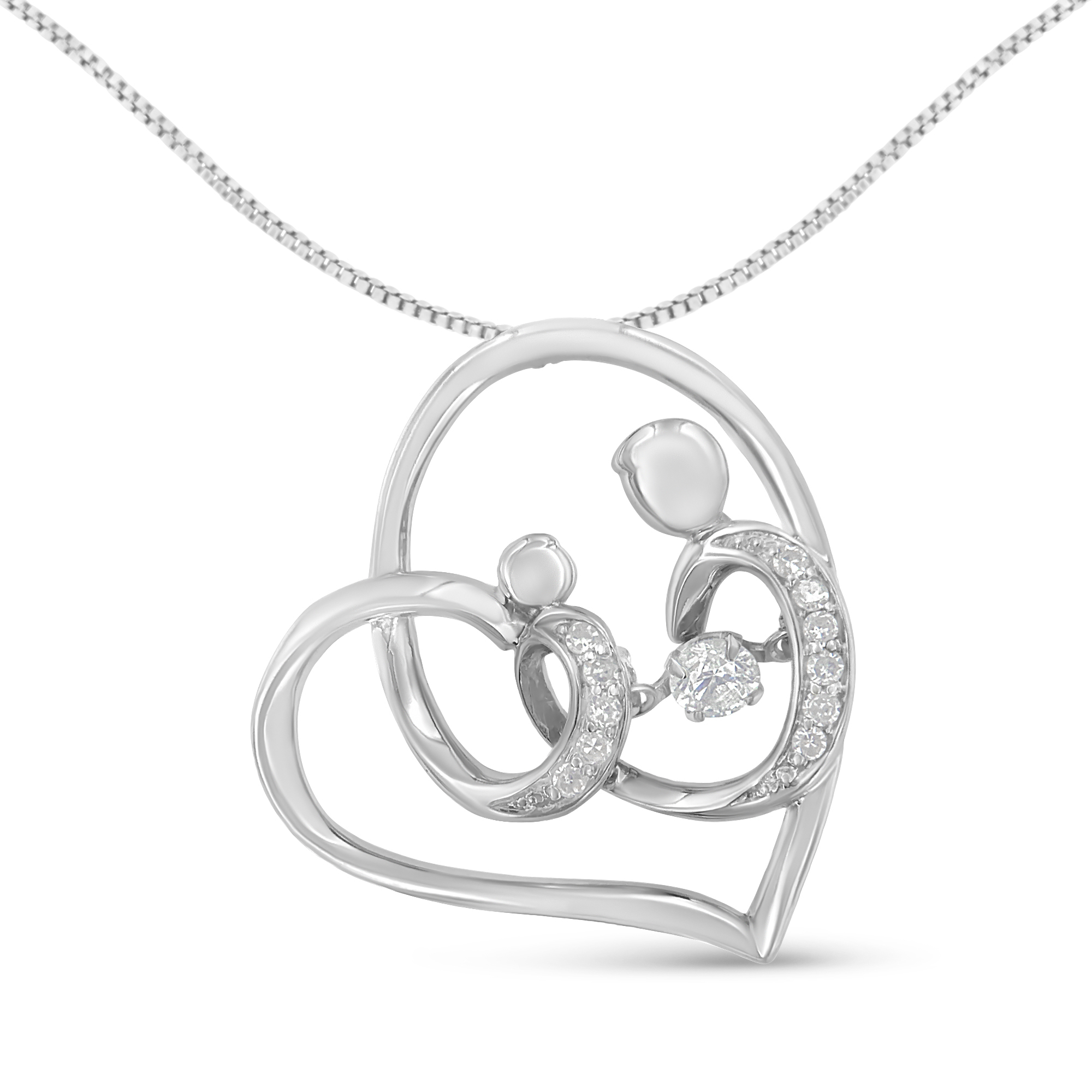 .925 Sterling Silver 1/6 Cttw Diamond Heart
